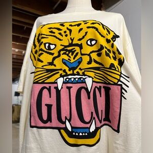 Cream Gucci Logo Tee